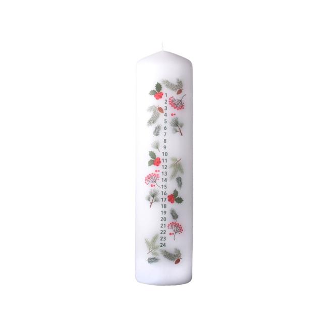 [XM044404] Cylinder candle 50x200 mm with Happy and Happy calendar
