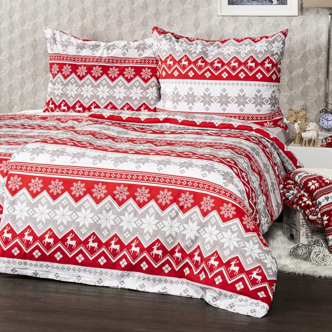 [XM224950] Cotton sheets red Nordic 100% cotton (blanket + pillow)