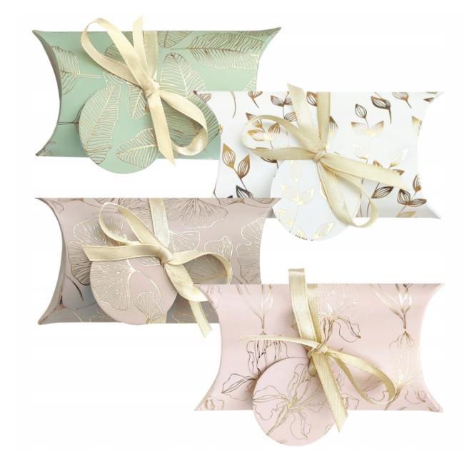 Paper gift box pop 150x70mm 8 pcs mix 4 gold-pastel motifs