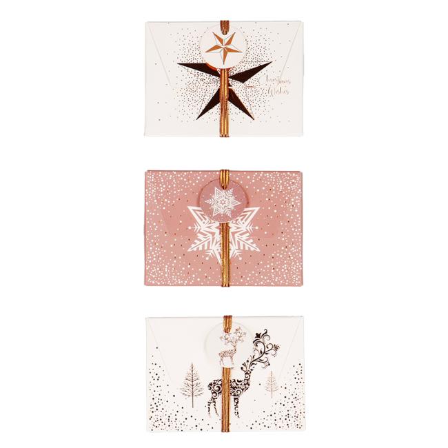 Christmas paper gift box with rubber band 112x80mm mix of pink and white motifs 3 pcs