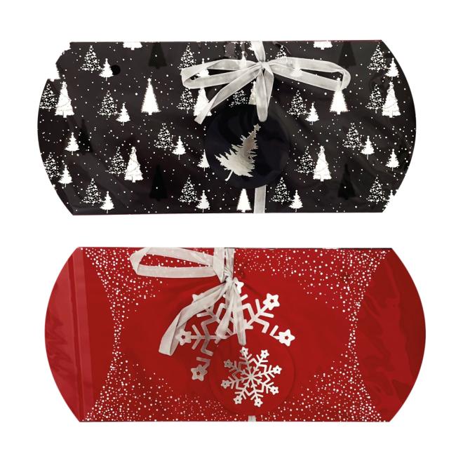 Christmas paper gift box Popcorn 220x100mm 2 pcs mix gray-red motifs