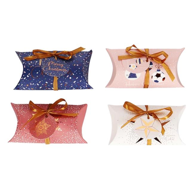 Vianočná papierová darčeková krabička pukance 150x70mm 8ks mix 4 motívy