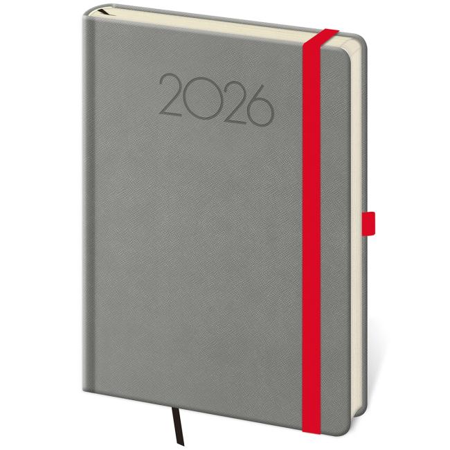 Diary New Praga daily A5 14.3x20.5cm dark gray 2026