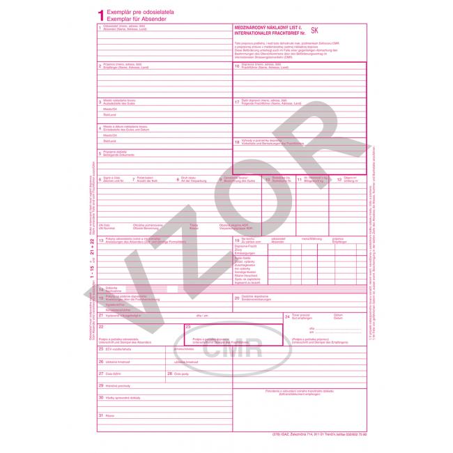 Sheets CMR-5, A4, autocopy, SK/DE, 100 sets (Contracted)