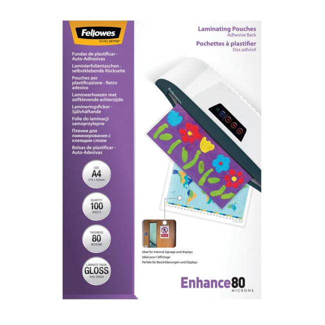 Laminovacie fólie Fellowes A4 80 mic. lepiace (Contracted)