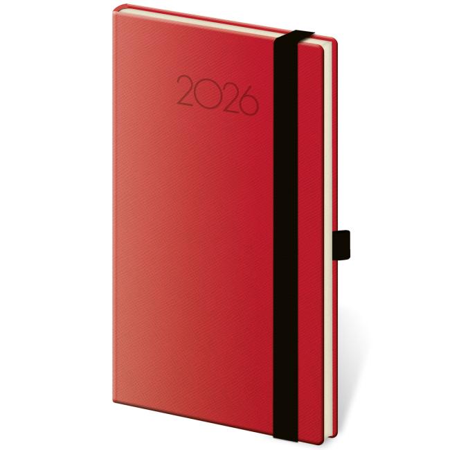 New Praga weekly pocket diary 9x14cm red 2026
