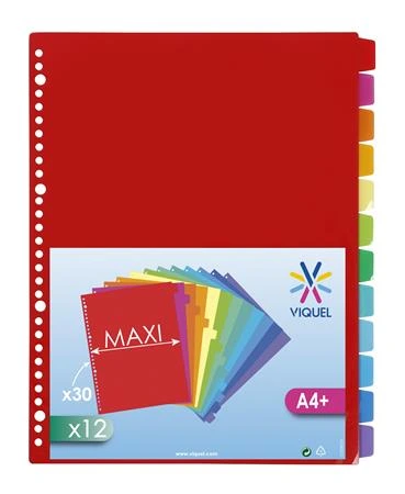 [IV153787] Plastový rozraďovač, A4 Maxi, 12 x uško, VIQUEL