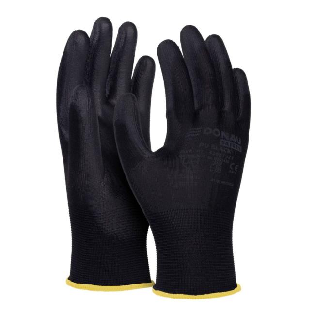 Gloves knitted, semi-soaked DONAU SAFETY PU cat. II black large. 10