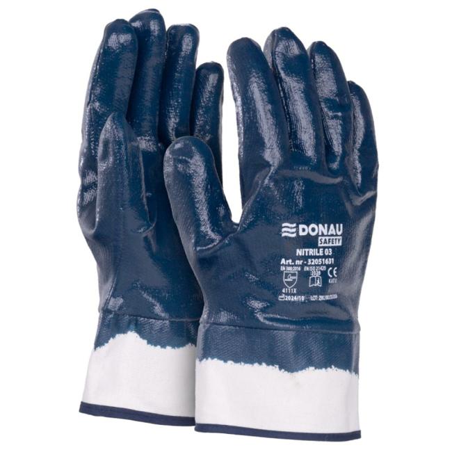 Nitrile gloves DONAU SAFETY Nitrile 03, cat. II white-navy blue size. 10