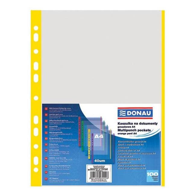 [DO177411] Eurocover DONAU A4 40mic with yellow border 100 pcs
