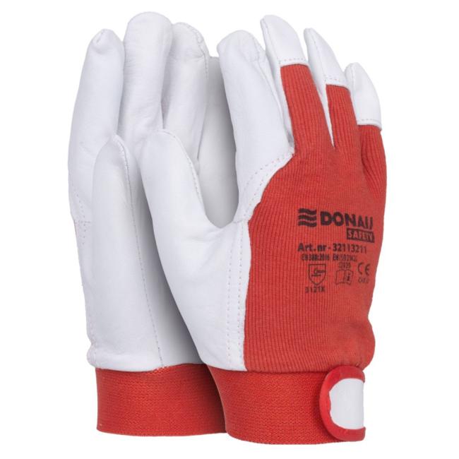 Work gloves combined DONAU SAFETY white-red size. 9/L