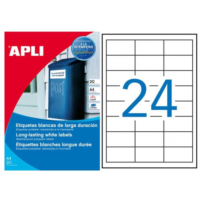 [AG001226] Polyester labels 64.6x33.8mm APLI 20 sheets
