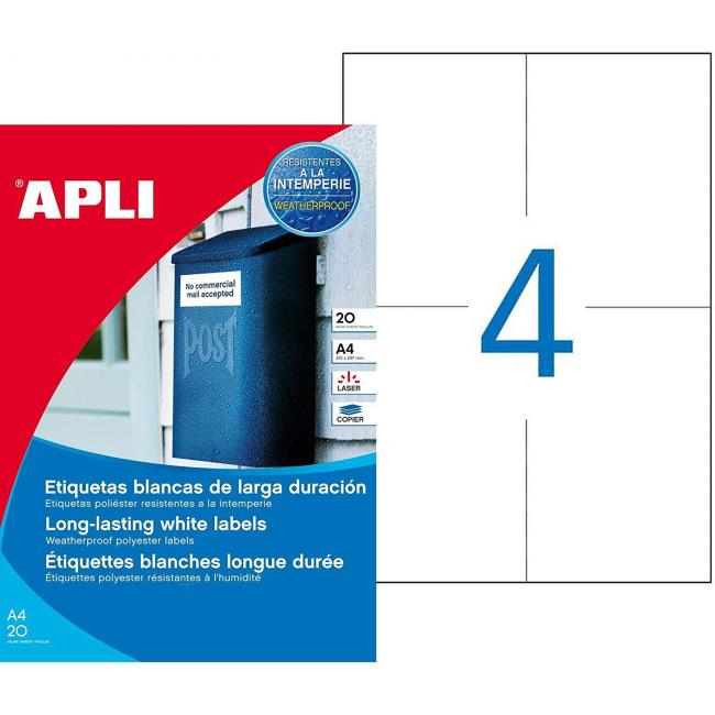 Polyesterové etikety 105x148mm APLI 20 listov