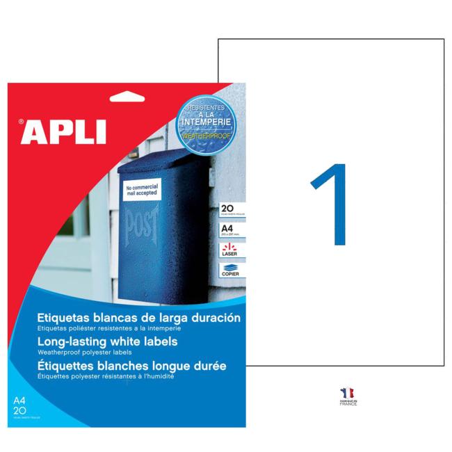 [AG001228] Etikety polyesterové 210x297mm APLI 20 hárkov