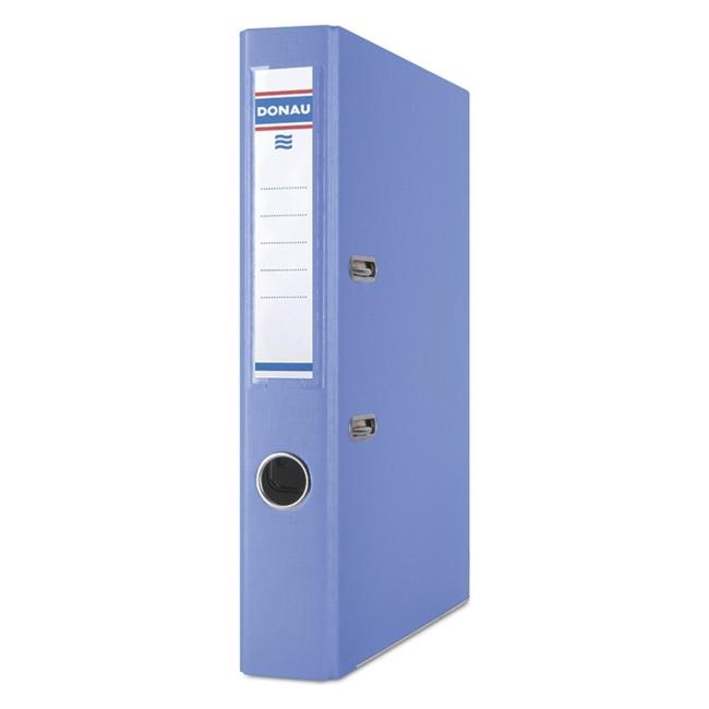 DONAU Master-S lever folder, cardboard and foil, A4/50 mm, with rail, with fittings, light blue