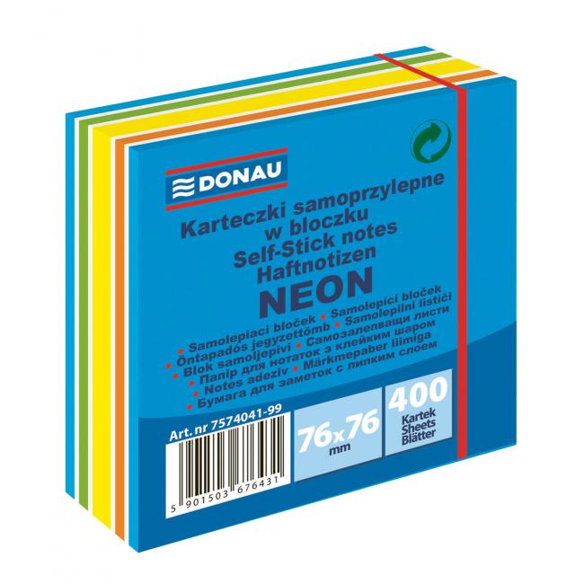 [DO404199] Bloček DONAU 76 x 76 mm, neónová modrá, 400 lístkov