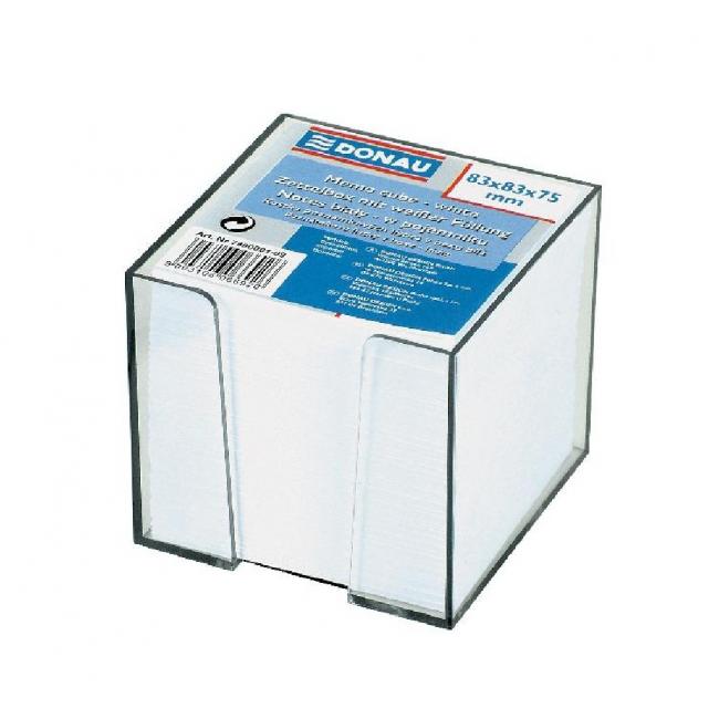 Notepad cube, unglued, 83x83x75 mm, white, in a transparent box