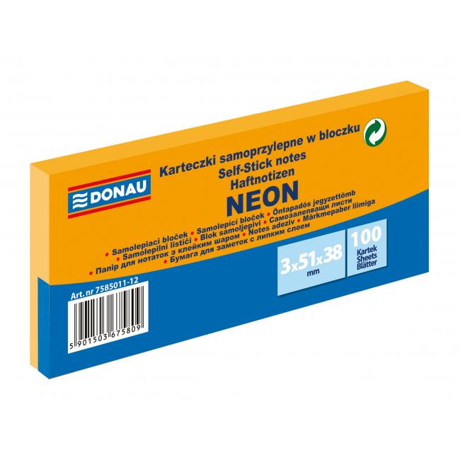 Donau neon self-adhesive notepad 38x51 orange/3 pcs