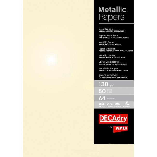 [AG004072] Metalický papier APLI A4 šampanské, 130g, 50 listov
