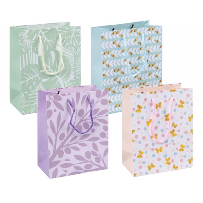 [DO527199] Gift bag DONAU HOME, laminated, 18x23x10cm, year-round, on a string, mix of motifs without the option of choosing