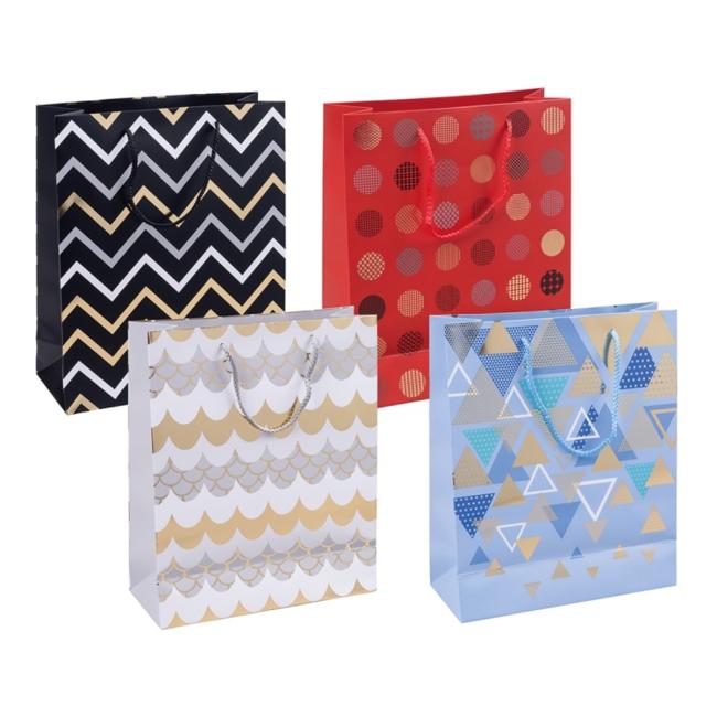 Gift bag DONAU HOME, laminated, 25x30x10cm, year-round, string, mix of motifs without the option of choosing