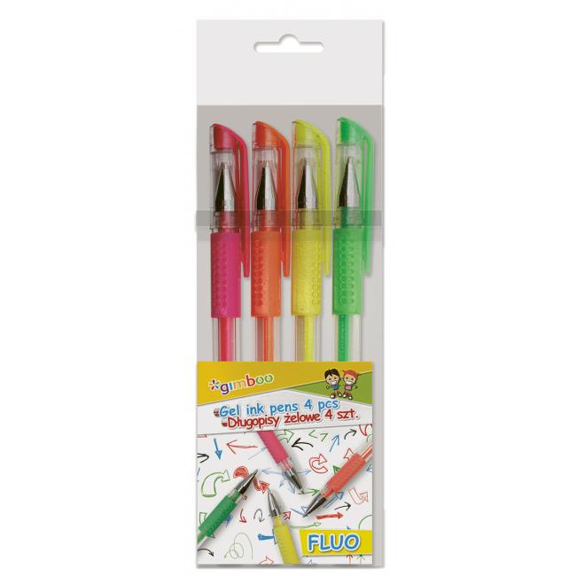 Gimboo gel pens 0.5 mm fluorescent colors, 4 pcs