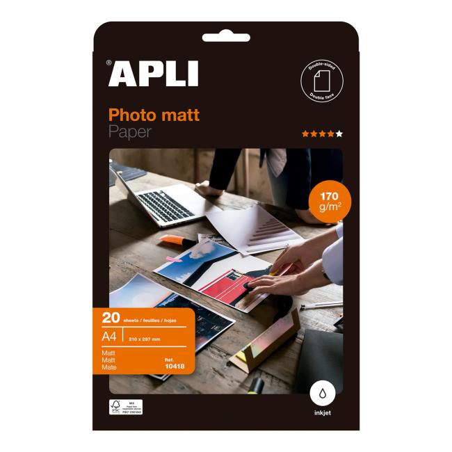 Photo paper APLI A4 matte, 170g, 20 sheets