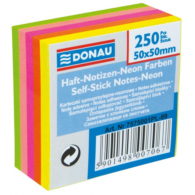 [DO757599] Donau pad, 50 x 50 mm, 5 neon colors, 250 sheets