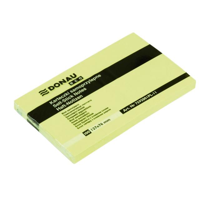 Self-adhesive pad DONAU ECO yellow 76x127mm