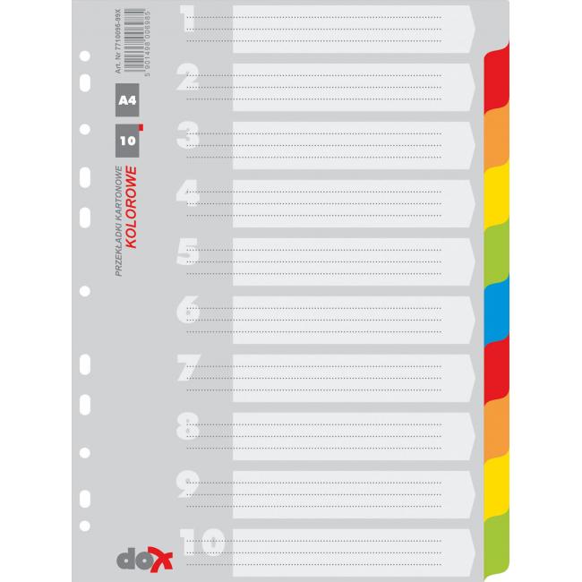 Kartónový triedič Office Products 10-dielny farebný
