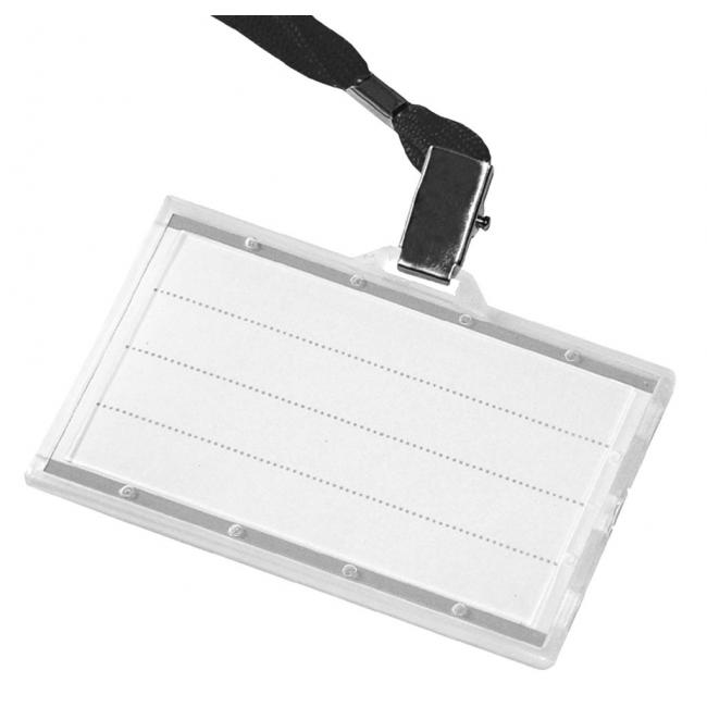 Plastic card tag with black strap DONAU 85x50mm 50 pcs