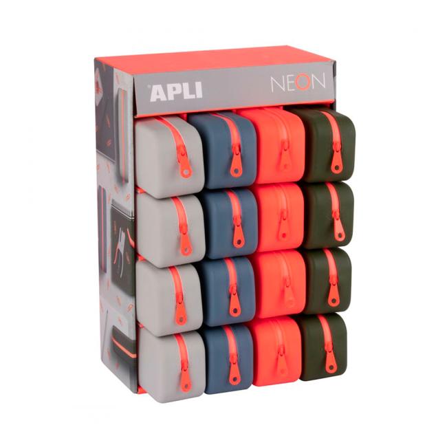 [AG019913] Puzdro na silikónové perá APLI NEON, mix farieb