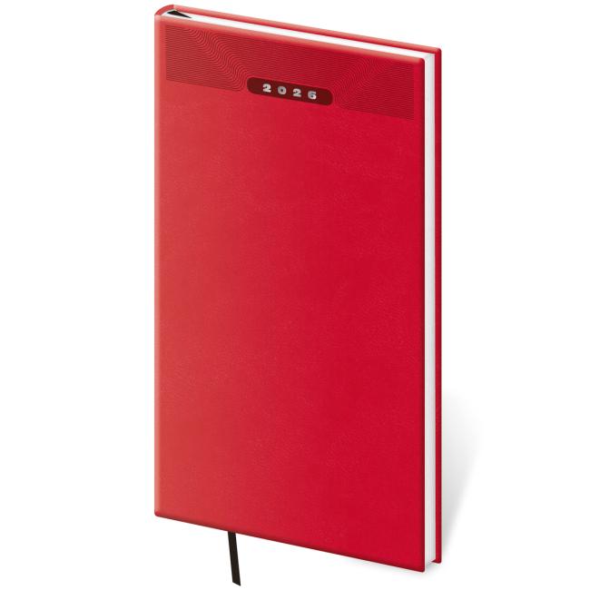 Diary Print classic weekly pocket 8x15cm red 2026