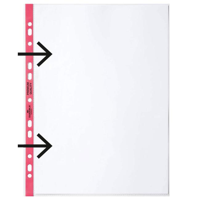 Europack DURABLE left open A4 90mic with red border 100 pcs