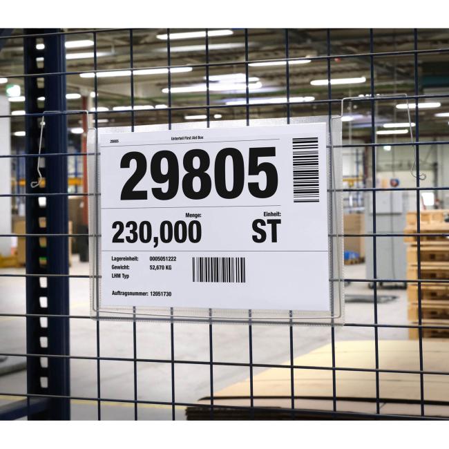 [DU118519] Závesná taška s drôteným vešiakom šírka A4, 50 ks, priehľadná Taška s drôteným vešiakom