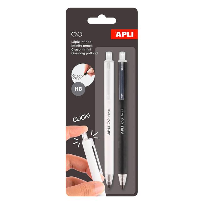 [AG020064] APLI infinite mechanical pencil, white/black, 2 pcs