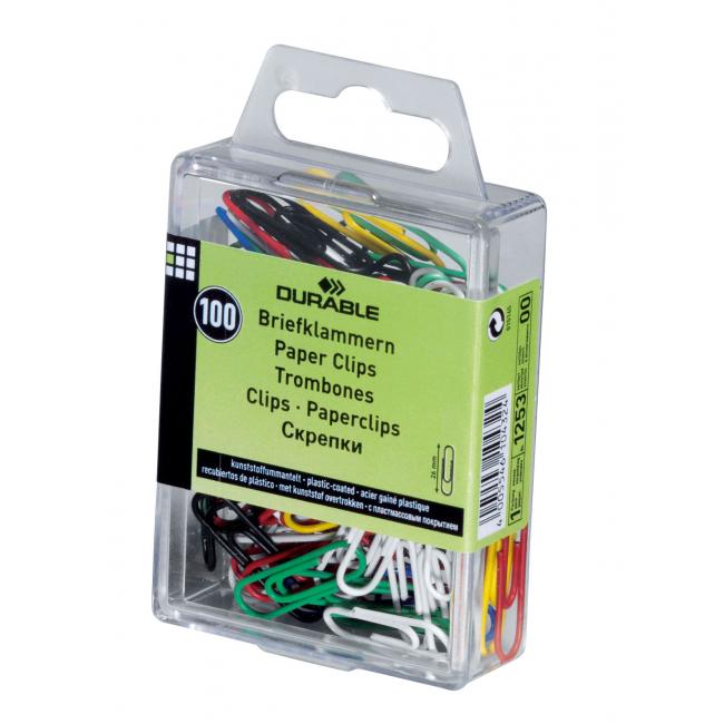 [DU125300] Document clips DURABLE 26mm coated with plastic, colored 100 pcs