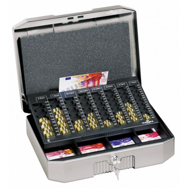 Euro pokladnička DURABLE EUROBOXX 352x120x276mm strieborná