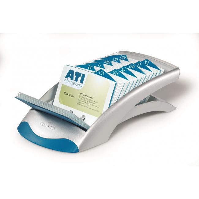 Desk business card for 200 business cards VISIFIX Desk VEGAS silver/blue