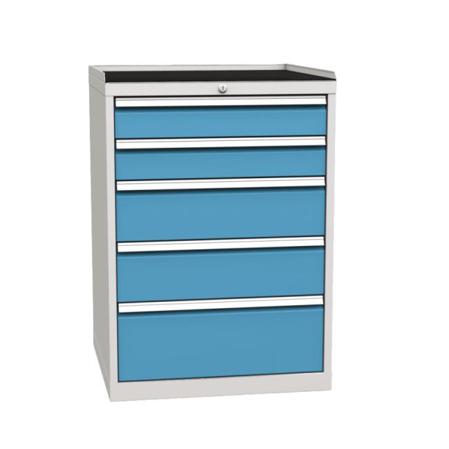 [AA000211] Workshop container for tools with 5 drawers and rubber surface, h.103 x w.72 x d.70cm, blue