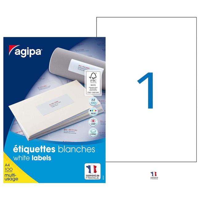 Labels universal 210x297mm Agipa A4 100 sheets