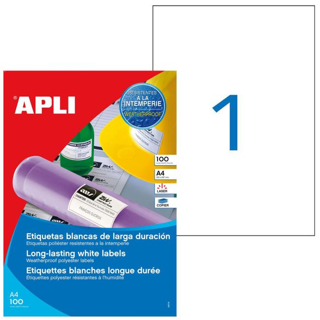 [AG101168] Polyester labels 210x297mm Agipa 100 sheets