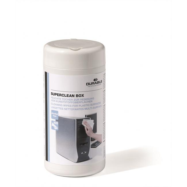 Box with tear wipes for Superclean surfaces