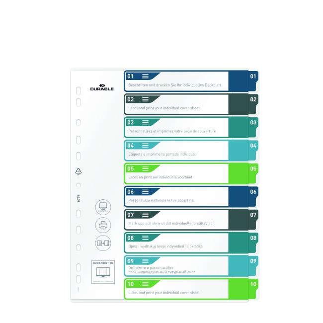 [DU679527] Plastic divider DURABLE 1-10 printable colored