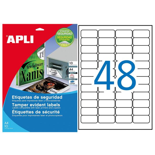 [AG112720] Security labels APLI 'checkerboard pattern' 45.7 x 21.2 mm A4 silver 10 sheets