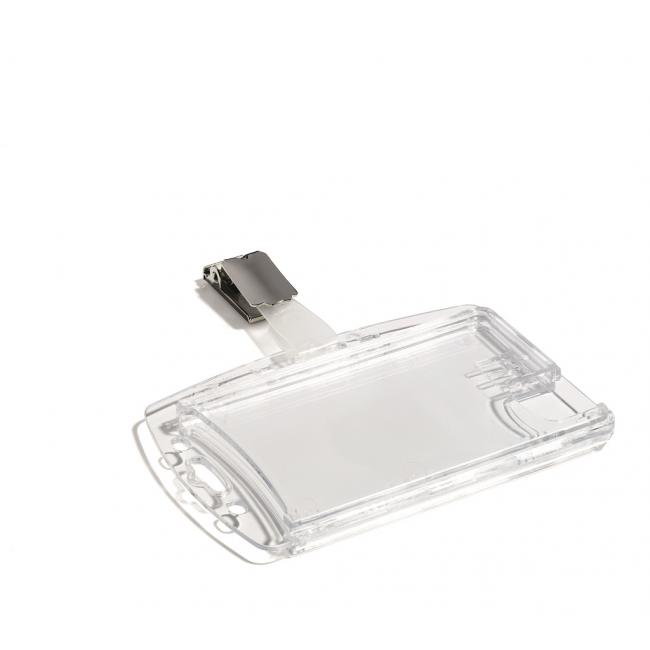 [DU801319] Visačka na 2 plastové karty s klipom DURABLE 85x54mm 25ks