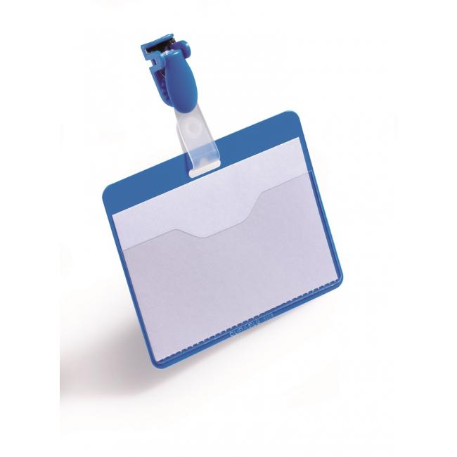 Tag with clip horizontal DURABLE 90x60mm blue 25 pcs