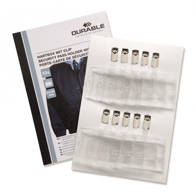 [DU869819] Visačka na plastovú kartu so štipcom DURABLE 85x54mm 10ks
