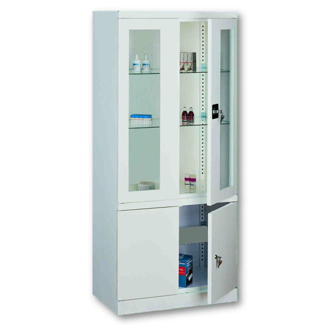 [AA000301] Lockable hospital medicine cabinet, h.180 x w.80 x d.43.5cm, RAL9010 white