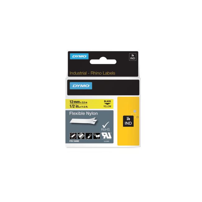 Dymo Rhino flexible nylon tape 12 mm yellow/black